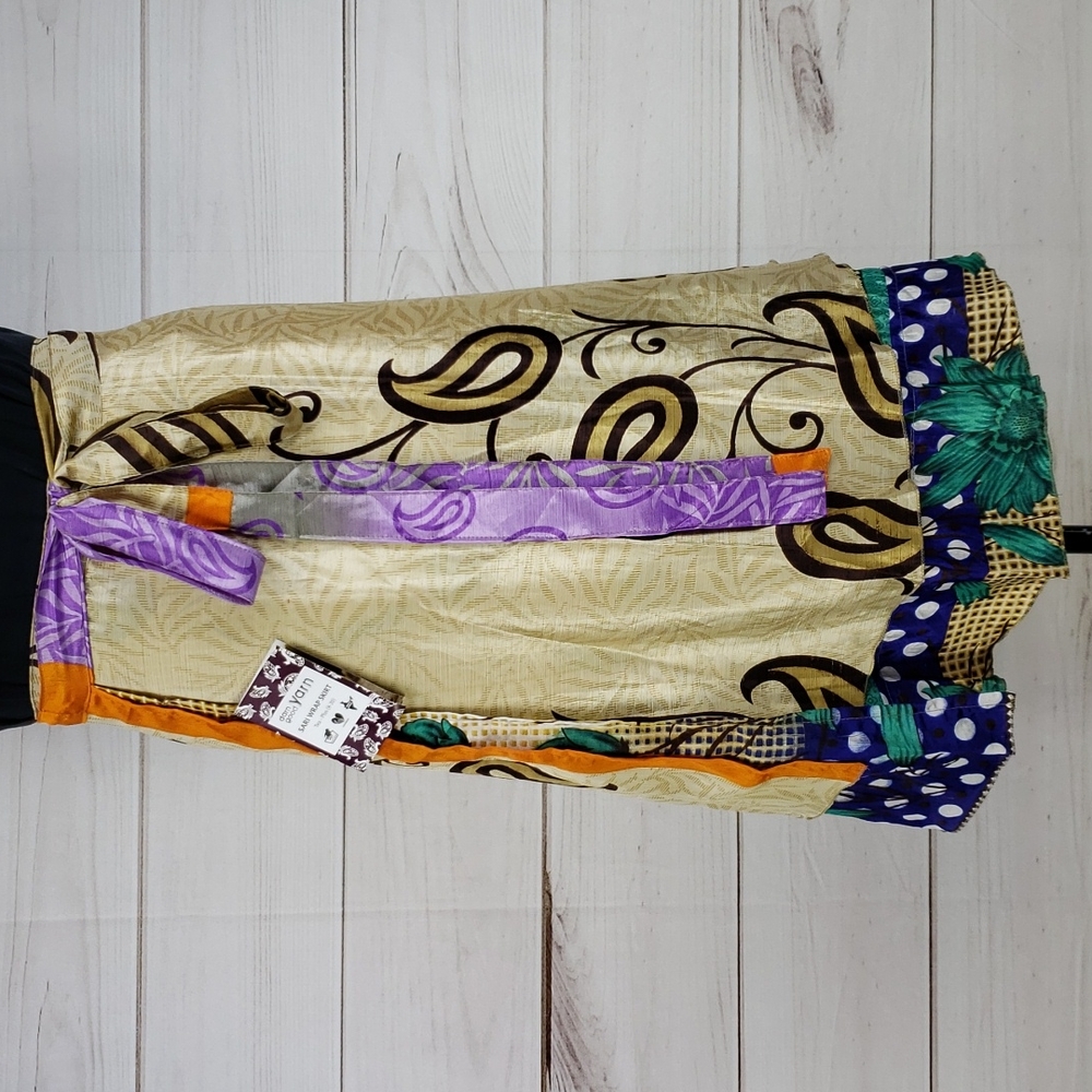 Darn Good Yarn Sari Silk Wrap Skirt Tea XL/Plus